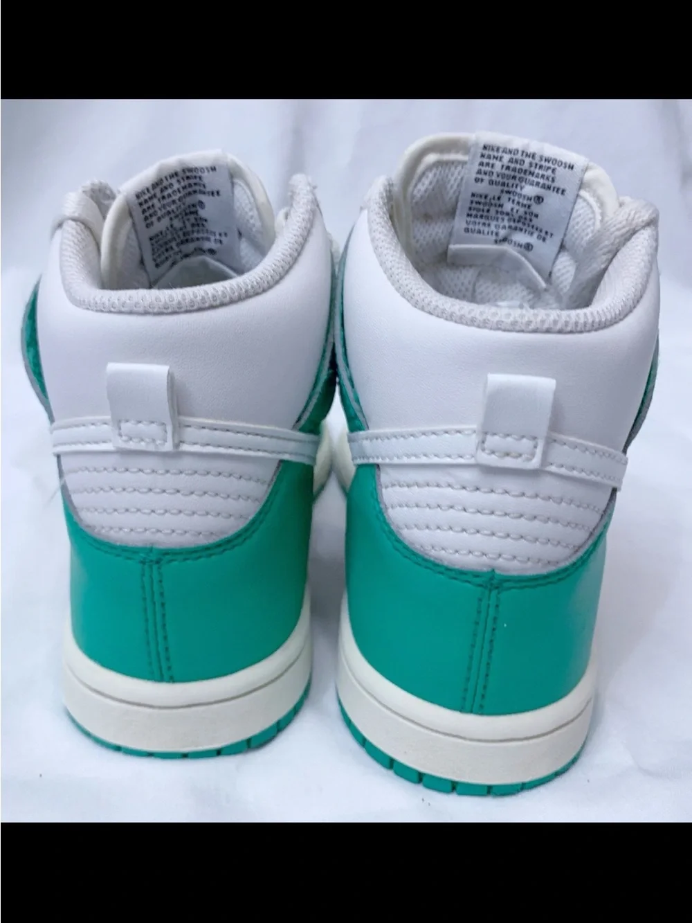 Nike Kids High-Top Sneakers in White and Teal Green